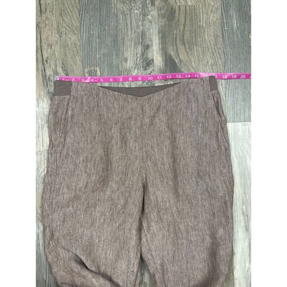 J Jill Love Linen Womens Pants Medium Tan Pockets Elastic Waist Straight Leg - Picture 7 of 9